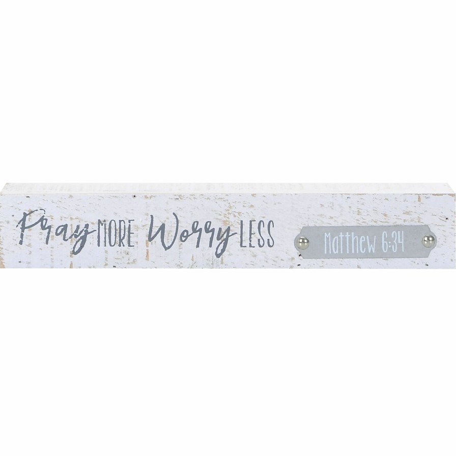 Home Accents * | Pray More Worry Less Wooden Block Sign, 12 2 Hot Sale