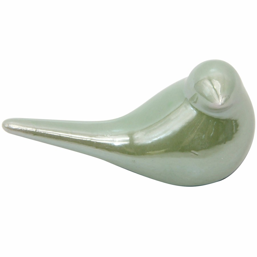 Home Accents * | Green Glossy Ceramic Mini Bird, 2 Premium Product