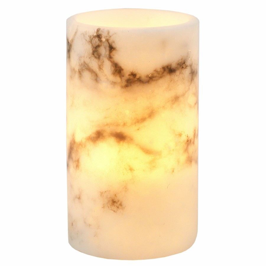 Home D Cor * | 4X6 Led Wax Candles With 6 Hour Timer Marble Discount Store