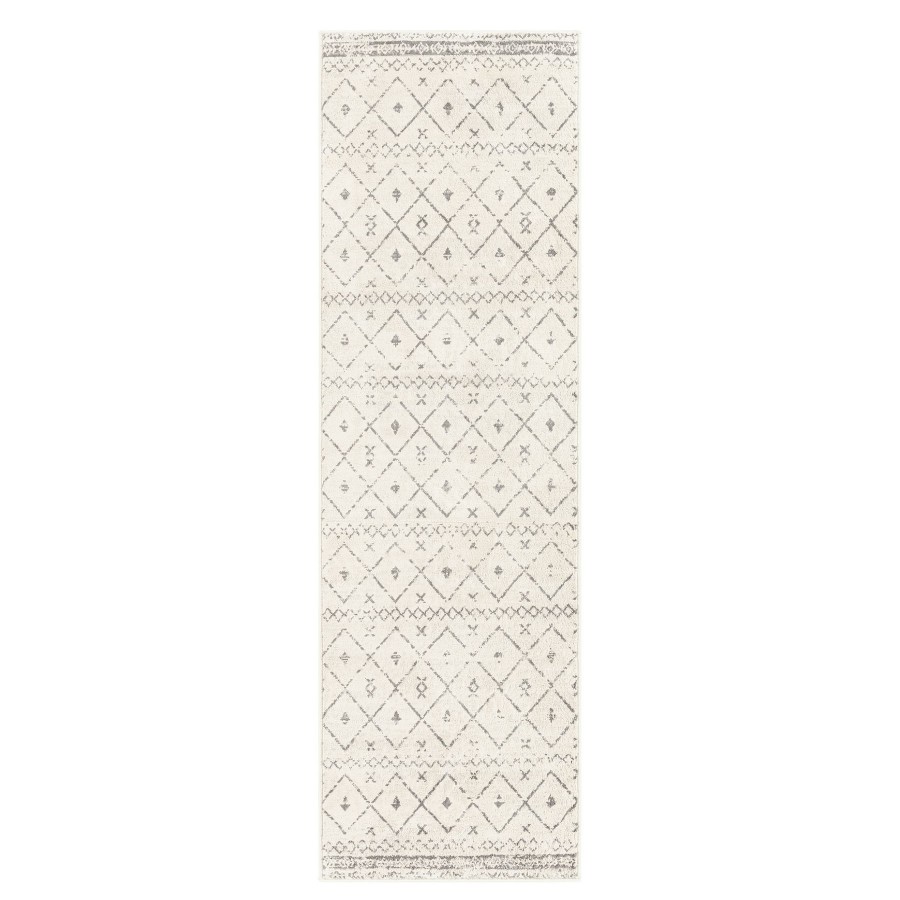 Rugs & Curtains * | (D483) Roma Ivory Diamond Design Runner, 2 7 Discount