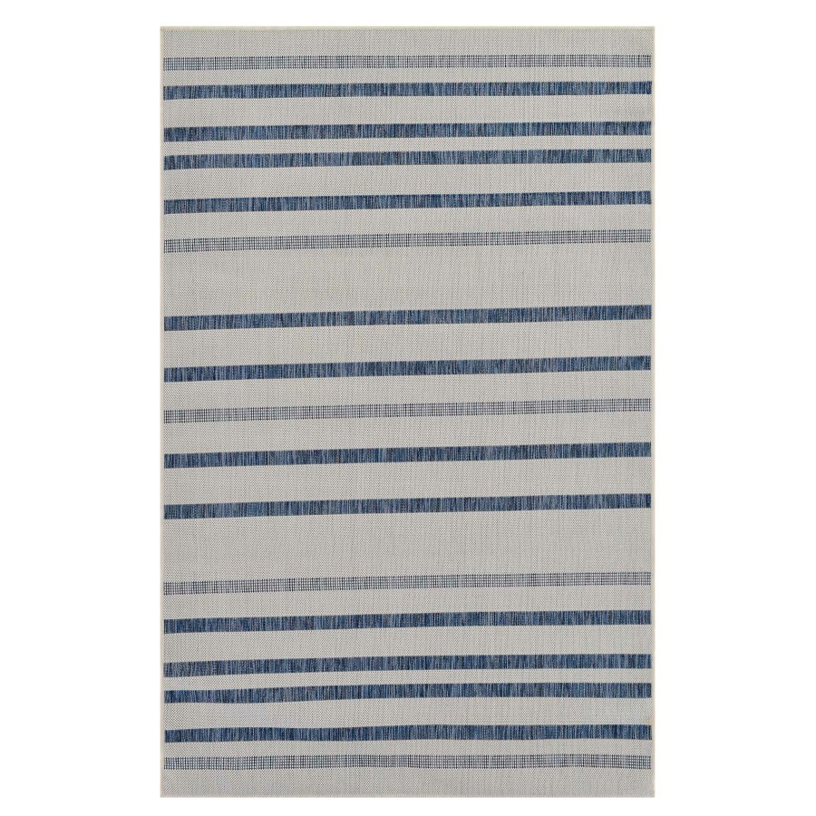 Rugs & Curtains * | (E284) Honeybloom Ivory & Blue Nautical Striped Sisal Indoor & Outdoor Area Rug, 5 7 New Collections