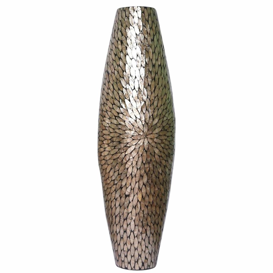 Home D Cor * | Brown Starburst Capiz Floor Vase, 36 Discounts