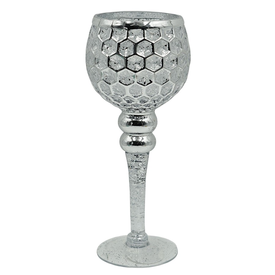 Home Accents * | Silver Honeycomb Stem Candle Holder, 12 Latest Fashion