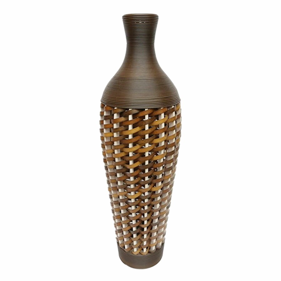 Home D Cor * | Brown Woven Bottle Floor Vase, 40 Outlet