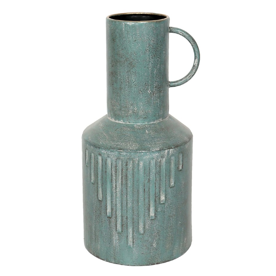 Home Accents * | Tracey Boyd Turquoise Metal Vase, 12 Good Quality