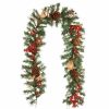 Home D Cor * | Bells, Berries, Burlap & Pinecones Garland, 6 Exclusive Design