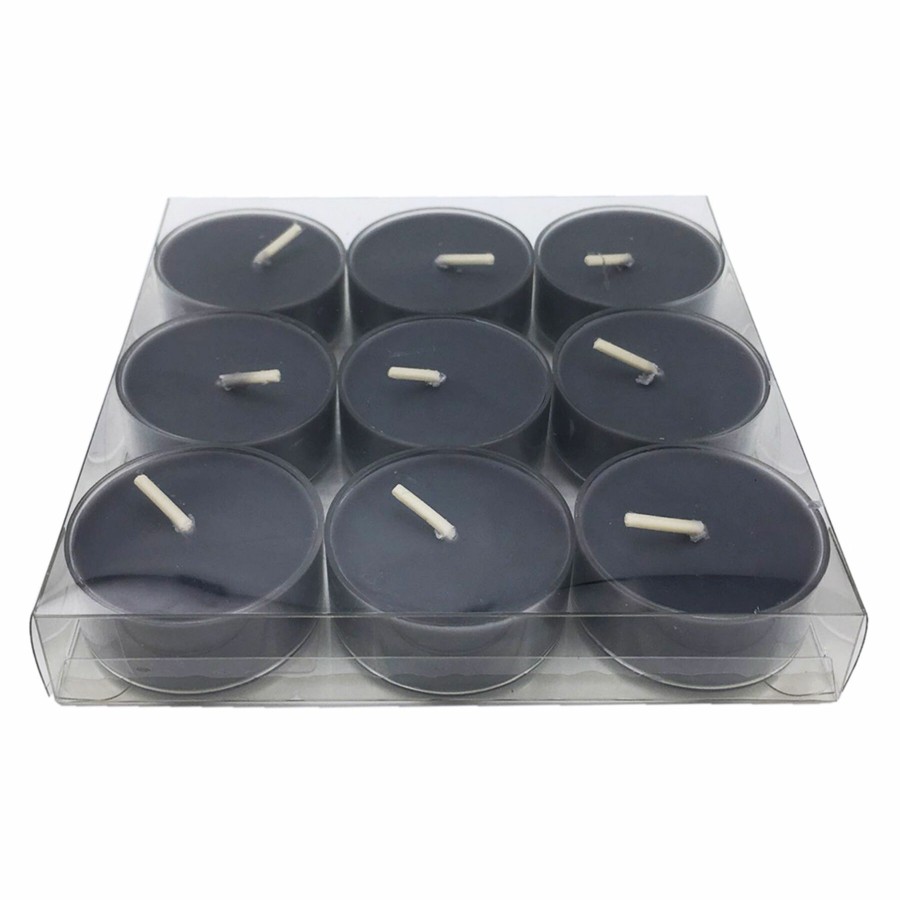 Home D Cor * | 9-Pack Dark Grey Unscented Tealight Candles Shop