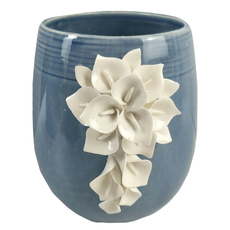 Home Accents * | Grace Mitchell Blue Floral Ceramic Vase, 6 Quality Guarantee