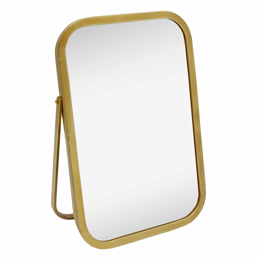 Home Accents * | Tracey Boyd Gold Metal Table Mirror, 10 Hot Sale