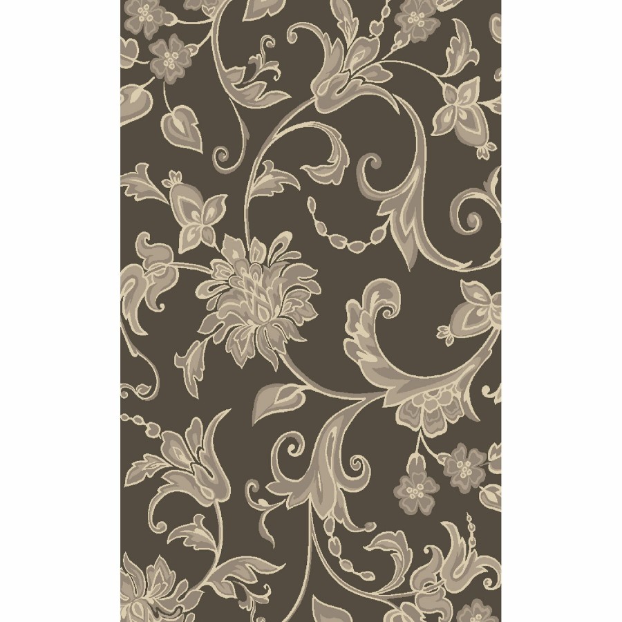 Rugs & Curtains * | (D408) Dark Grey Traditional Floral Design Accent Rug, 3 5 Outlet Sale