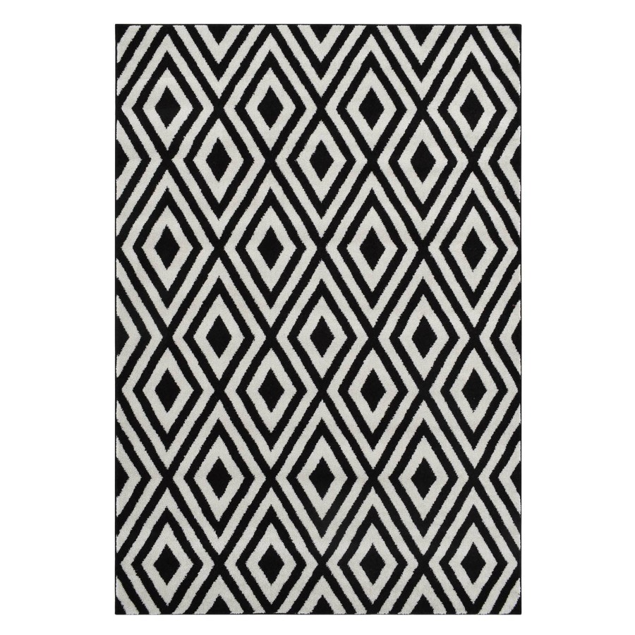 Rugs & Curtains * | (D532) Black & White Diamond Design Runner, 2 7 At Discount Prices