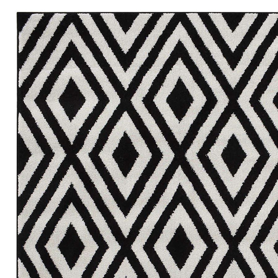 Rugs & Curtains * | (D532) Black & White Diamond Design Runner, 2 7 At Discount Prices