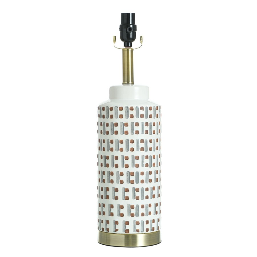 Home D Cor * | Honeybloom White Checkered Pattern Table Lamp, 19 Reduction In Price