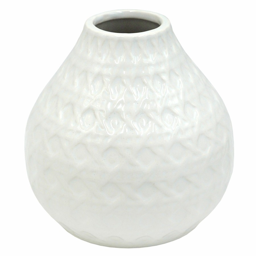 Home Accents * | Grace Mitchell White Glossy Ceramic Vase, 5 Outlet Sale