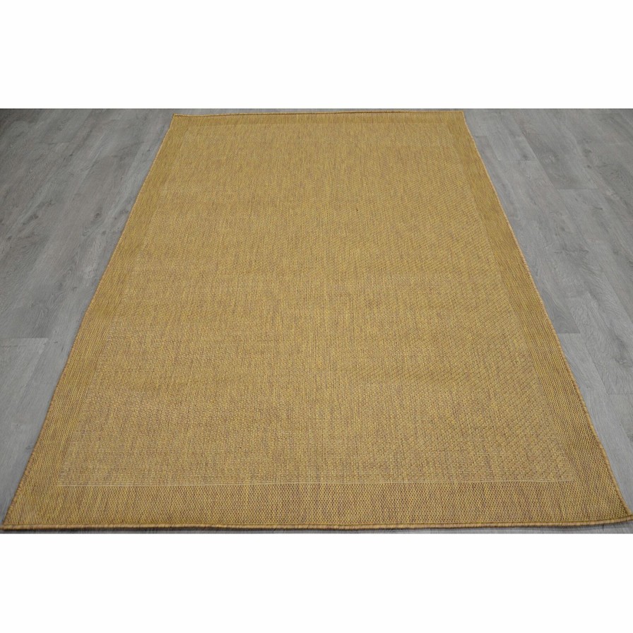 Rugs & Curtains * | (E54) Light Brown Border Sisal Indoor & Outdoor Area Rug, 5 7 Outlet Sale