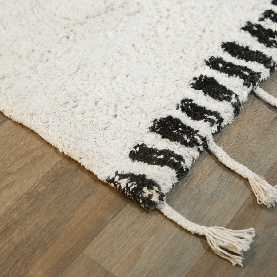 Rugs & Curtains * | (C171) Rhythm Black & White Shag Area Rug, 8 10 Quality Guarantee