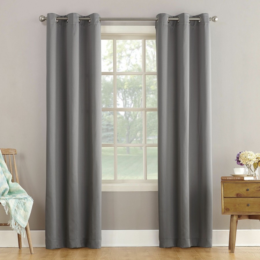 Rugs & Curtains * | Talita Grey Room Darkening Grommet Curtain Panel, 63 Good Quality