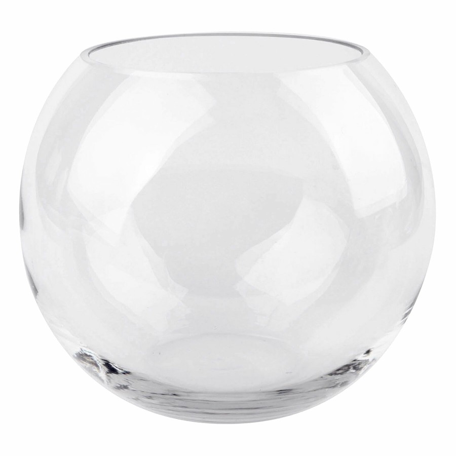 Home Accents * | Clear Glass Round Vase, 6 Good Quality