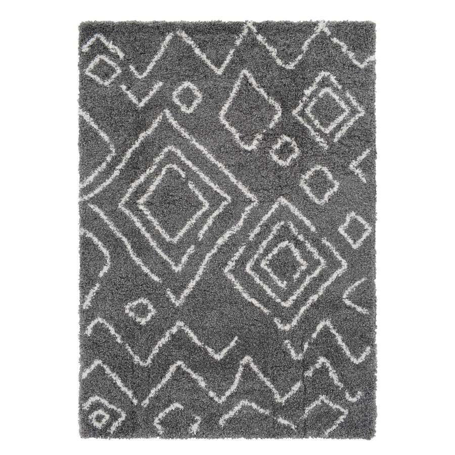 Rugs & Curtains * | (C167) Dark Grey & Ivory Moroccan Style Shag Area Rug, 8 10 At Discount Prices