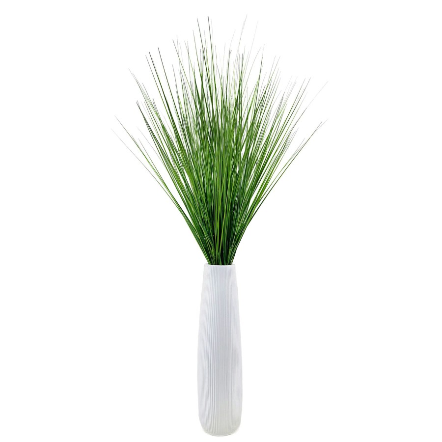 Home D Cor * | Onion Grass Bundle With White Magnesia Planter, 44 Outlet