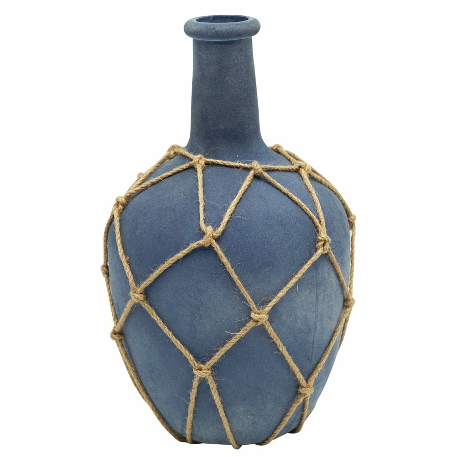 Home Accents * | Blue Frost Glass Vase With Jute, 12 Fire Sale