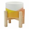 Home D Cor * | Yellow Colorblock Ceramic Citronella Candle With Stand At Low Price