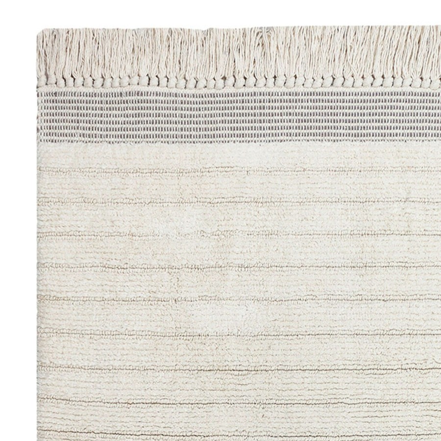 Rugs & Curtains * | Bath Rug Fringe White/Tan Lower Prices