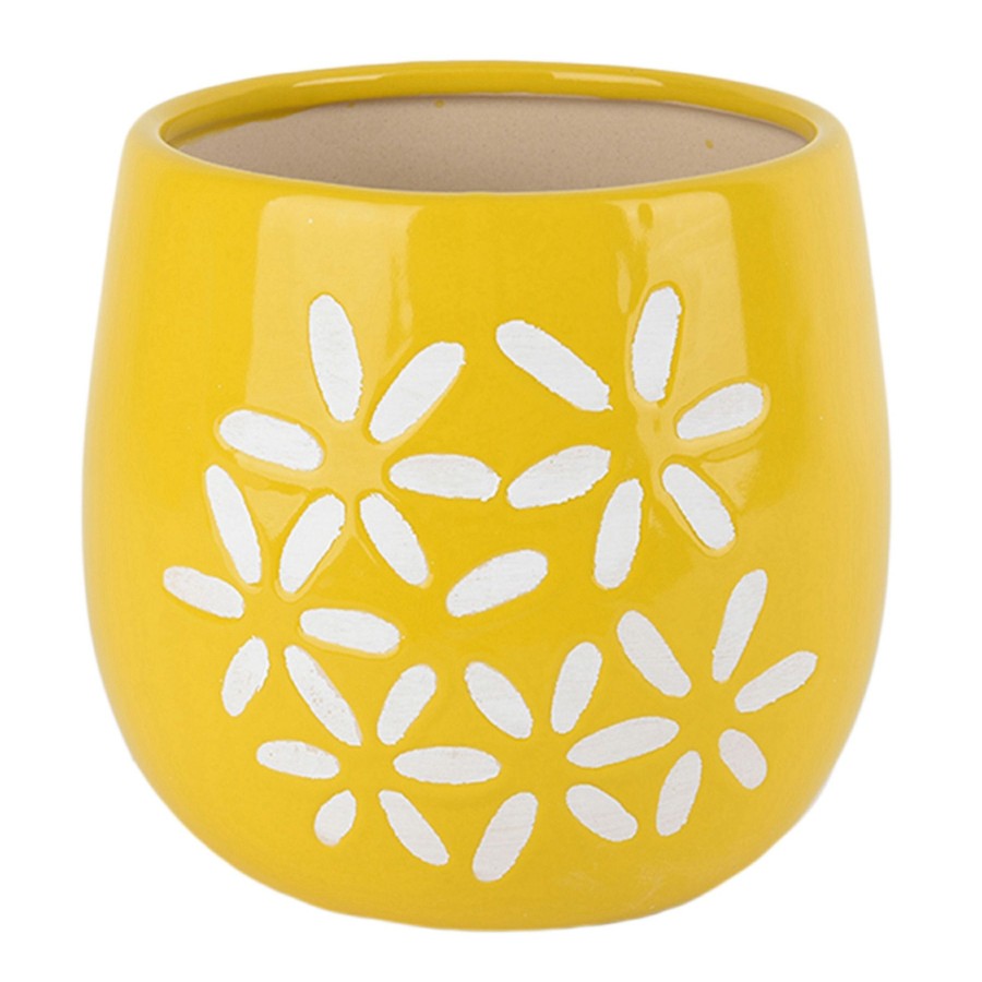 Home Accents * | Tracey Boyd Yellow Ceramic Flowerpot, 6 Shop