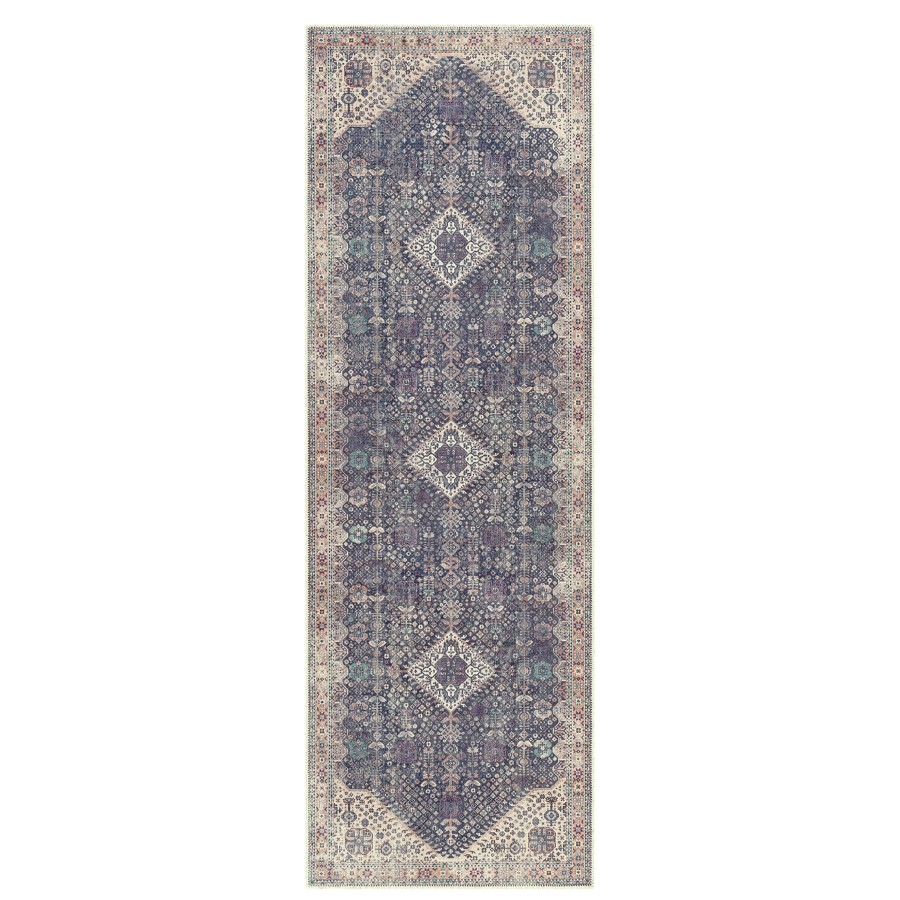 Rugs & Curtains * | Amelie Dark Blue & Ivory Washable Runner, 2 8 Quality Guarantee